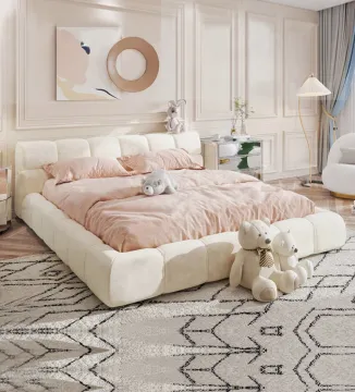 Italian light luxury minimalist fabric bed modern soft