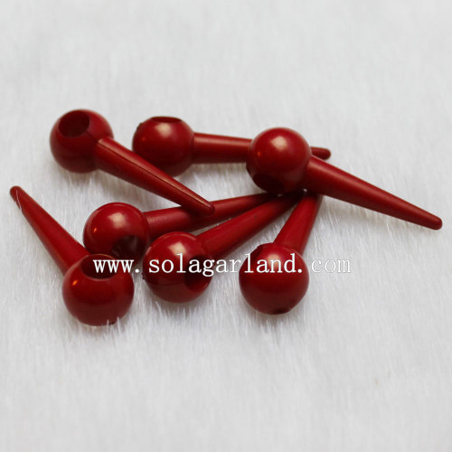 Opaque Colors Acrylic Stick Spike Bicone Beads Charm for Bracelet