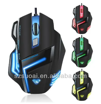 high quality 2000DPI computer gaming mouse,laser game mouse with Changeable colorful breath lamp Gaming Mouse