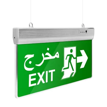 Acrylic Hanging Tag LED Fire Exit Sign for Supermarkets and Hotels