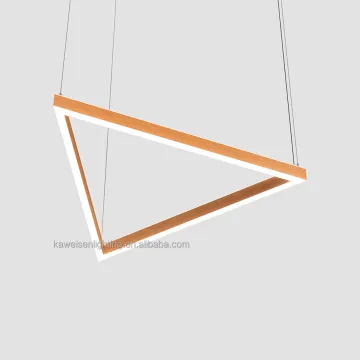 Factory Innovative Dimmable Triangle Ring LED Chandelier: 18\" Equilateral Triangle Wood Finish Pendant Light for Home Living Room