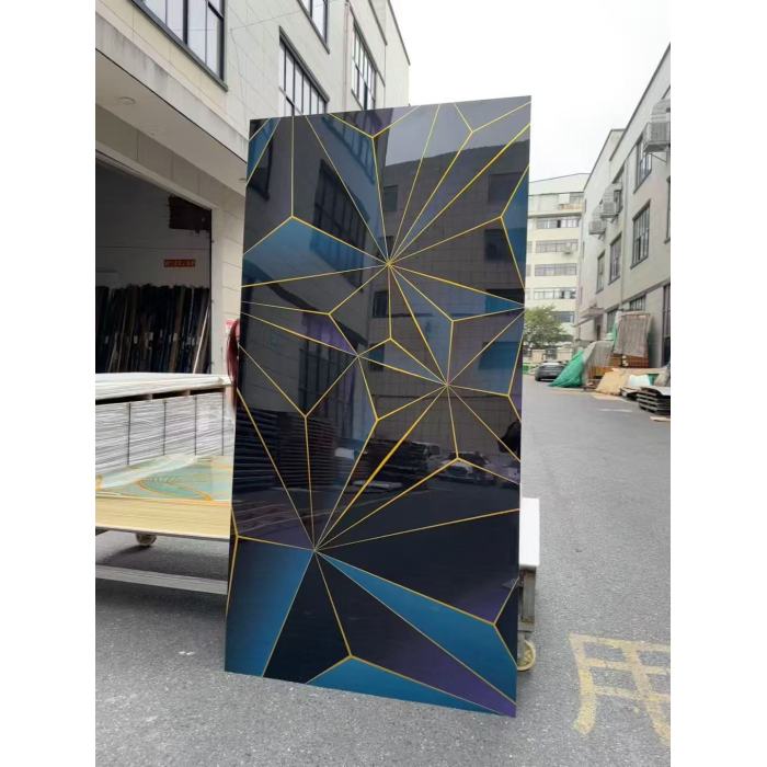 แผ่นหินอ่อน UV เคลือบเงาสูงการออกแบบตกแต่งภายในที่ทันสมัย