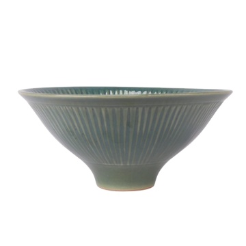 Jingdezhen Antique Style Reactive Glaze Green Ceramic Hat Shape Bowl