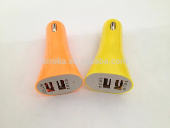 2015 Hot selling 2.1A dual usb car charger colorful12v universal car charger for samsung blackberry