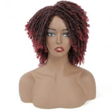 Dreadlock Curly Wig Short Twist Natural Black /1b 30 Ombre Brown For Black White Women and Men Afro Curly Synthetic Wig
