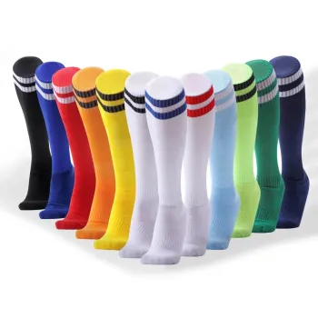 Long Tube Soccer Socks for Kids - Anti-Skid Cotton Spandex Knee Socks in Many Colors