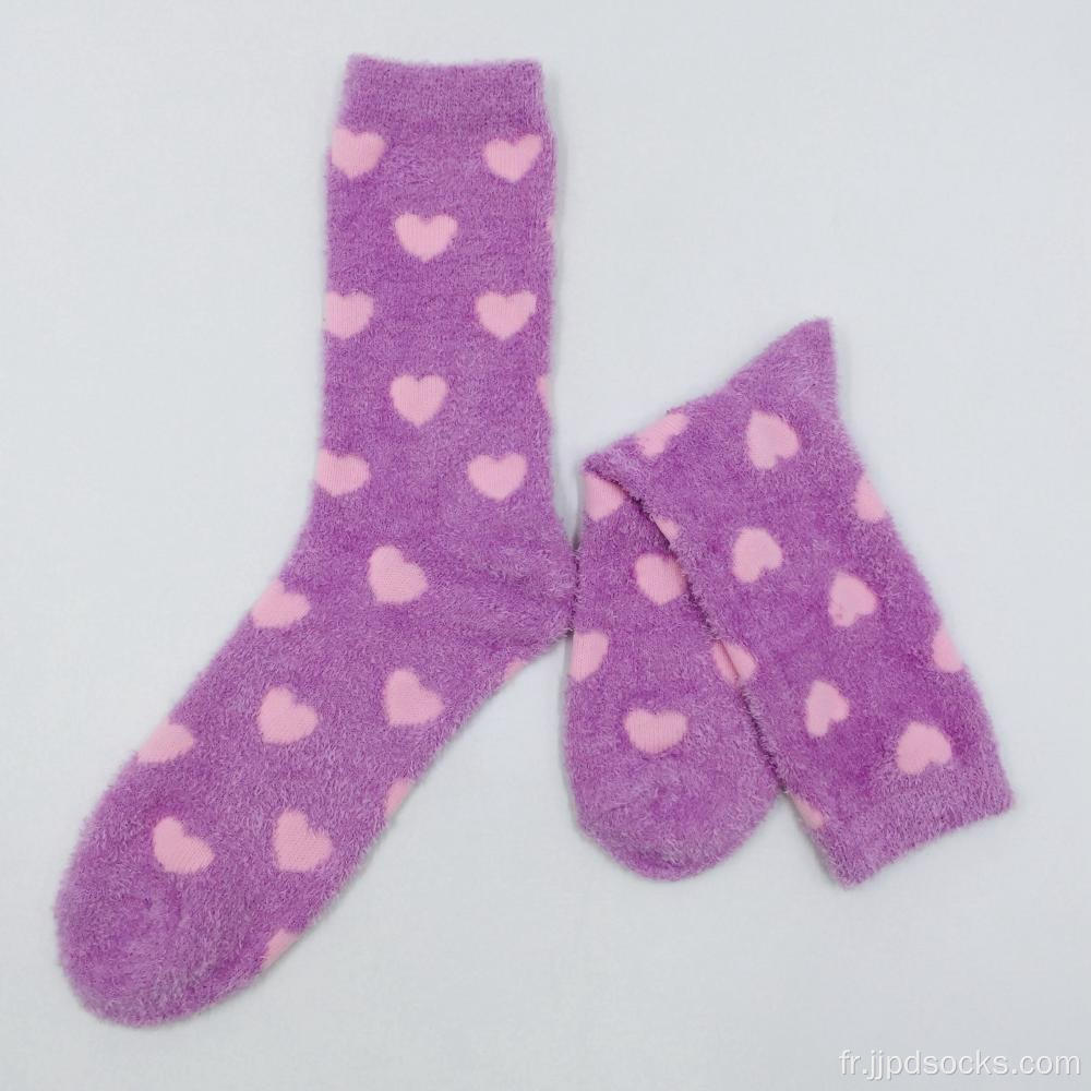 Chaussettes de chaleur violette en fil pour plumes