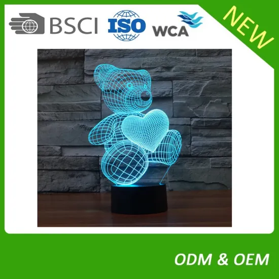 Bear 3D color changing night light for bedrooms, living rooms, offices and study rooms