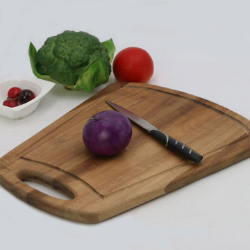 kitchen Rectangular Groove Wooden Cutting Board With Handle
