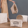 Collapsible Cotton Canvas Laundry Basket Bag With Handles