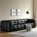 Modern Button Button Tufted Searter Leather Couch Sofá Conjunto