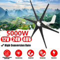5000W 12V 24 V 48 Volt 6 Nylon Fiber Blade Horizontal Home Wind Turbines Wind Generator Power Windmill Energy Turbines Charge