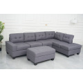 Stationary Fabric L Shape Sofa with Ottoman