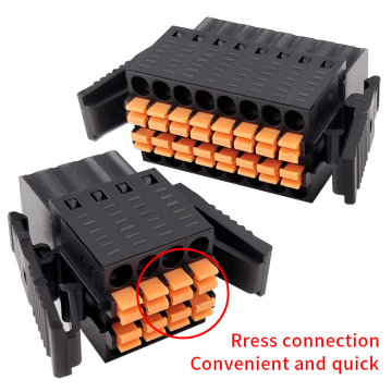 2.54mm Pitch Compact Dual-Row Spring Cage Female Terminal Plug Tool-Free Press Connection with Winged Latching