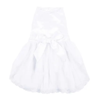 Stylish white stain fabric knitted Princess pet skirt