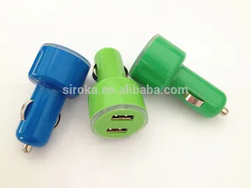 High quality double USB car charger 5V 2.1A+1A colored mini 2 ports car charger for mobile phone