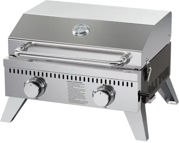 Portable Gas Grill with 2 Burner Tabletop Camping Propane Griddle for Outdoor Patio Garden BBQ