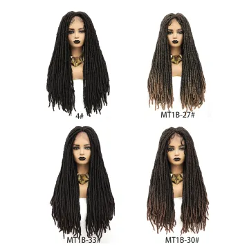 X-TRESS Ombre Brown Braids Faux Locs Dreadlocks Hair Braided Wigs For Afro Women Long Braided Lace Front Wigs Synthetic Lace Wig