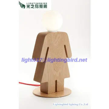 Girl shaped wood table lamp for bedroom