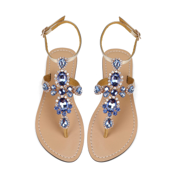 Women'S Rhinestone Gladiator Sandals Flat Wedding Sandals