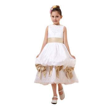 White taffeta flower girl dress