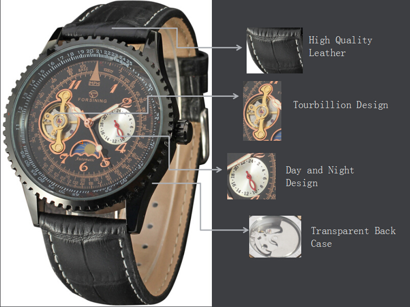 3 atm waterproof alloy stainless mechanic watch