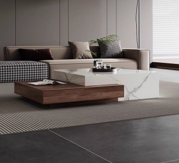 Solid Wood Rock Panel Coffee Table for Small Spaces