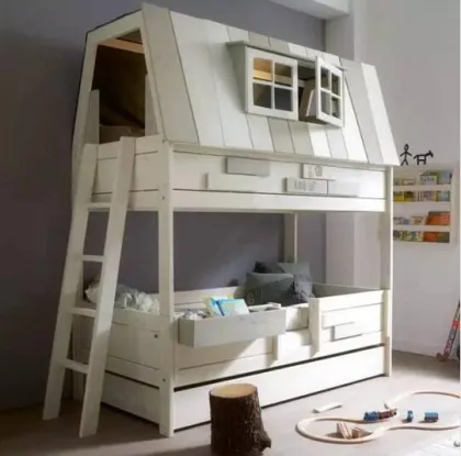 Safety Creative Wooden Bed for Kids Double Bunk Bed made of Pine Wood or SPF or MDF