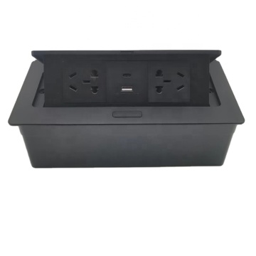 5V 20W Type A+C USB Charging Pop-Up Power Cover Desktop Socket Box with International Socket for Conference Tables