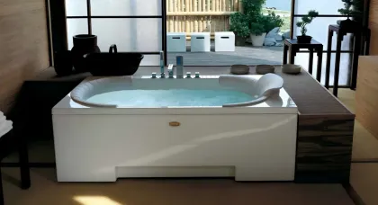 Indoor Two-Person Jacuzzi Whirlpool Bathtub with Shower Massage