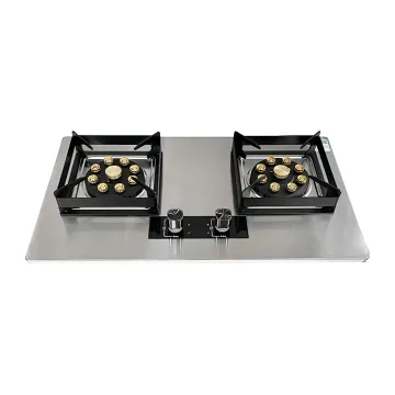 2 Burner Stainless Steel Chinese Gas Stove Cooktop Wok Cooker