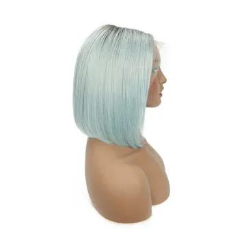Wholesale Raw Indian Virgin Human Hair Short Blonde 1B 613 Pink Grey Blue Red Color Bob Wigs Cosplay Straight Lace Front Wigs