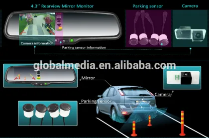 4.3inch parking sensor rearview mirror with great night vision