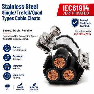 Trefoil Cable Cleats | 316L Stainless Steel Cable Cleat IEC 61914 Passed | Single • Trefoil • Quad