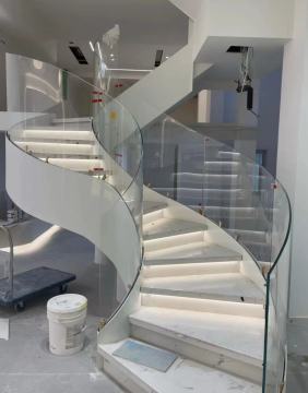 Glass Carbon Steel Stairs Curved Staircase