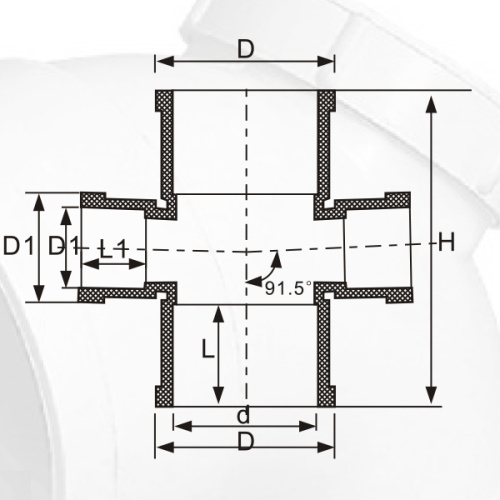 Din Drainage Upvc Уменьшающий Крест Серый Цвет