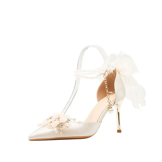 Wedding and Party High Heels: Pointed, Thin Heel Bride's Shoes with Hollow Design, Suitable for Size 43 Bridesmaids and Women