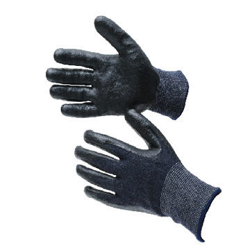 Safety Gloves, Black Nitrile-coated, Knitted Wrist, Jersey Lining, Open Back for Housework