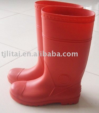 ladies fashion red pvc waterproof boots