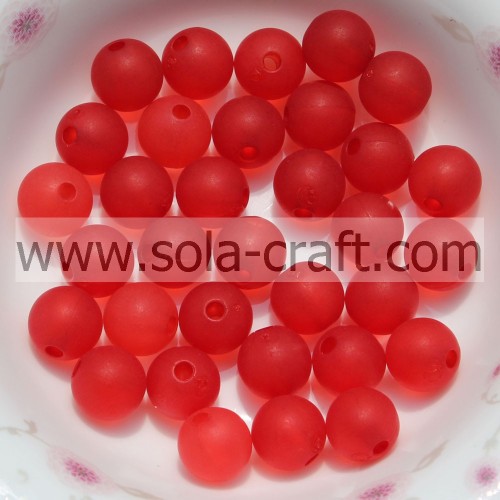 Excellent Ornaments 8MM Transparent Red Crystal Plastic Matte Ball Beads By Chinese Exporter