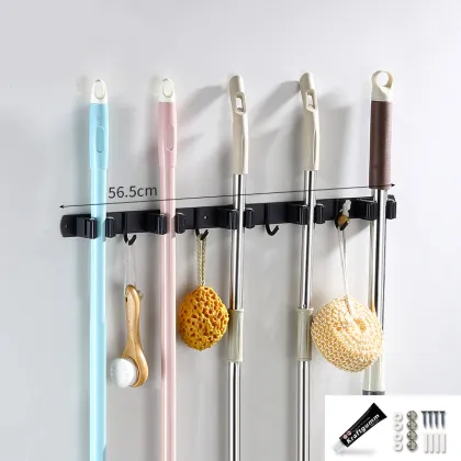 Stainless Steel Black Broom Holder Storage Organizer