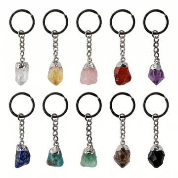 Pierre précieuse brute pierre pendentif sac étiquette porte-clés cristal améthyste Quartz pierre brute charme Chakra guérison pendentif porte-clés