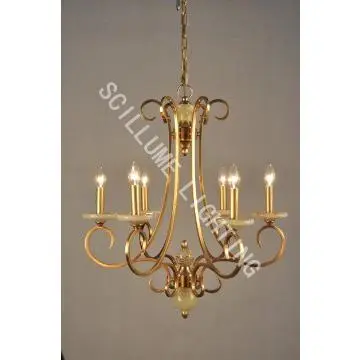 205916  antique solid brass marble chandeliers