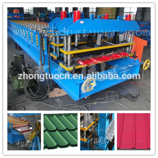 GI PPGI color metal roof and wall sheet, glazed tiles roll forming machine