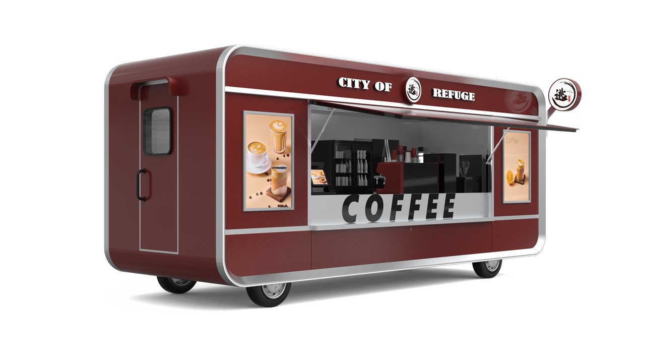 Fast Food Kiosk Cart with Customized Kitchen Machine