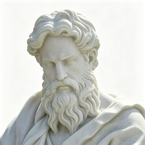 Monumental Greek Scholar Marble Sculpture with Fabric Detail
