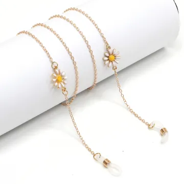 Colorful Daisy Flower Chain Gold Plated Sunglasses Facemask Lanyard