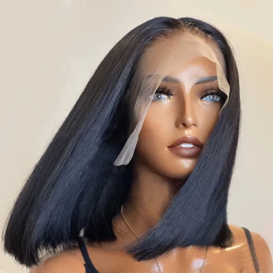 Best price 8-14 inches silky unprocessed short bob cuticle aligned human hair bob wigs HD lace frontal human hair bob wigs