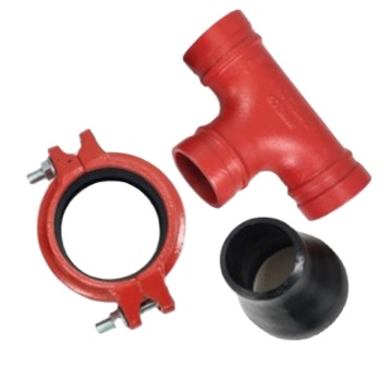 Grooved Accessories DN25-DN600 Ductile iron grooved tee pipe fittings for fire sprinkler system in ral 3000 red