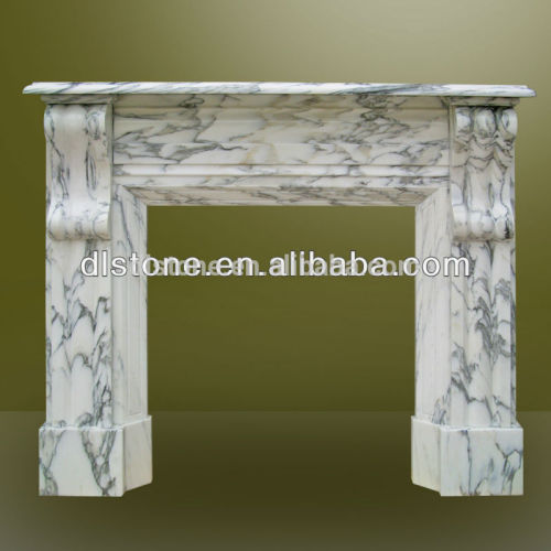 Arabescato Marble Fireplace Mantel Surrounding Simple Design